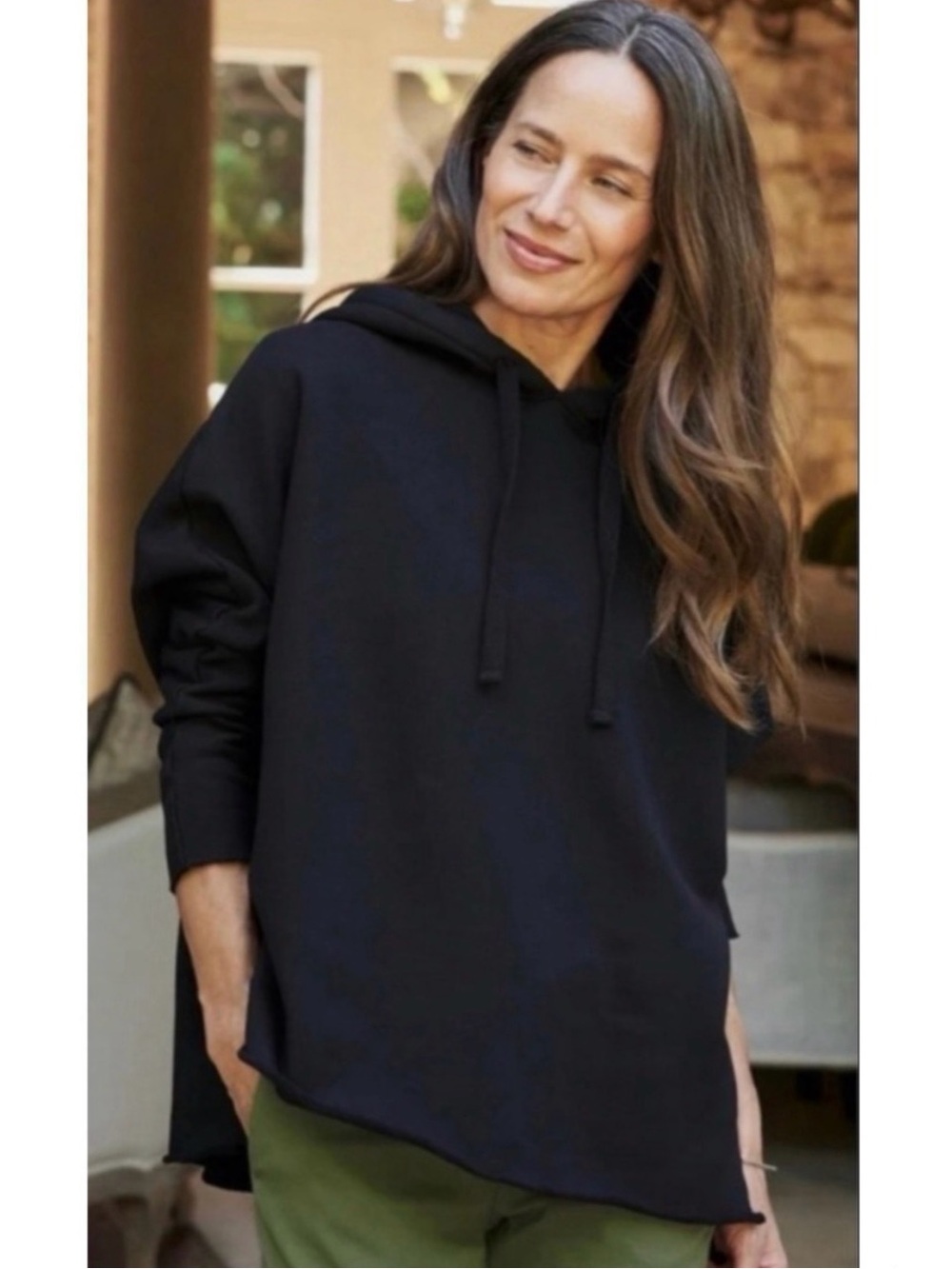 $248 Black Frank & Eileen “Kane” Capelet Hoodie Fleece Sweatshirt Sz Medium